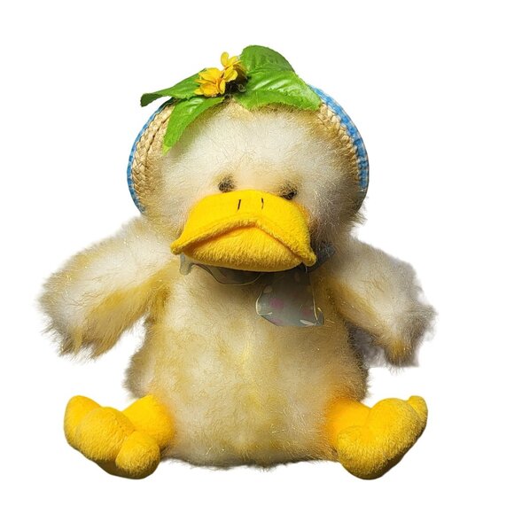 PBC International Duck with Straw Hat Flower Easter Duckling Home NON WORKING - Picture 1 of 9